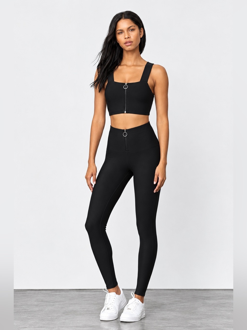Rare💎 Alo Yoga High Waist Fast Legging in Black Size XS Full Zip Front Alo Pants